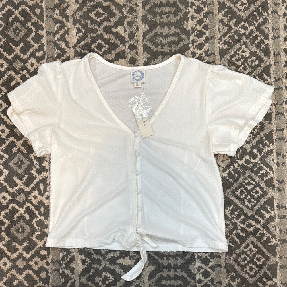 Francesca's Collections White Textured Top